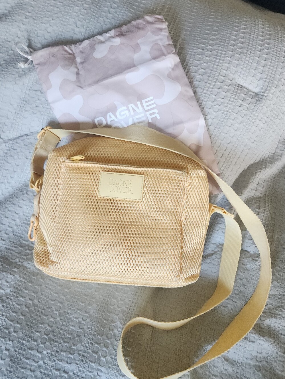 Dagne Dover The Mich Crossbody Pollen Air Mesh Butter Yellow Mid Sized Purse Bag